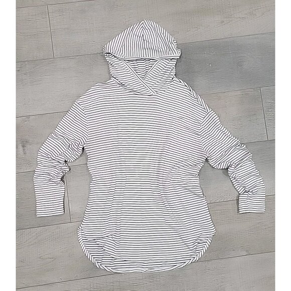 Daily Ritual Black White Long-Sleeve Pullover Striped Hoodie XL Nautical SOFT - Picture 1 of 6